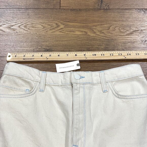 Triarchy Jeans Women 31 Ms Hart Petal Hem High Rise Straight Leg Denim Cream NWT - Picture 12 of 15